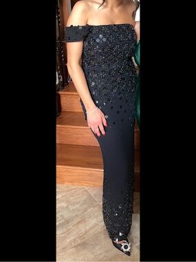 green emerald velvet dress Long Sleeve Embellished Cowl Neck Mini Dress in Blush - 4